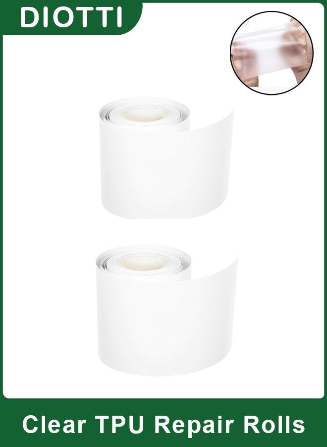ديوتي عبوتان من بكرات إصلاح قابلة للنفخ مصنوعة من مادة TPU الشفافة شديدة التحمل، وشريط لاصق ذاتي مقاوم للماء، للاستخدام في حمامات السباحة، والمراتب الهوائية، والخيام، والبيوت النطاطة، والألعاب القابلة للنفخ الخارجية (15×100 سم لكل منهما) - Image 1