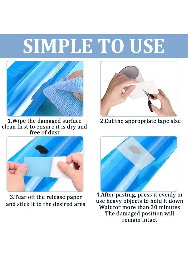 ديوتي عبوتان من بكرات إصلاح قابلة للنفخ مصنوعة من مادة TPU الشفافة شديدة التحمل، وشريط لاصق ذاتي مقاوم للماء، للاستخدام في حمامات السباحة، والمراتب الهوائية، والخيام، والبيوت النطاطة، والألعاب القابلة للنفخ الخارجية (15×100 سم لكل منهما) - Image 4