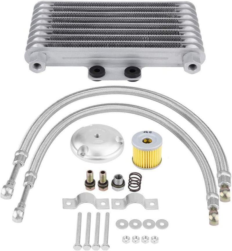 woobles 125ml Aluminum Motorcycle Oil Cooler Engine Oil Cooler Radiator Kit for125CC 150CC 200CC - Image 1