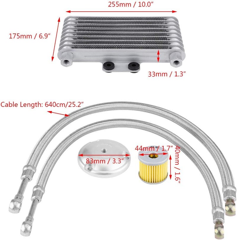 woobles 125ml Aluminum Motorcycle Oil Cooler Engine Oil Cooler Radiator Kit for125CC 150CC 200CC - Image 5