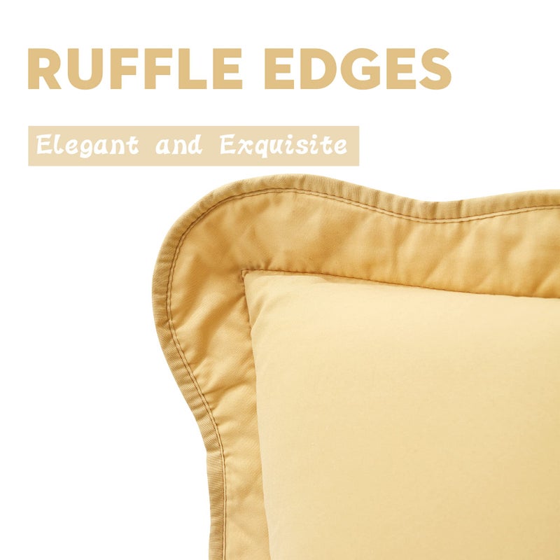 CHIXIN CHIXIN Microfiber King Pillow Shams Set of 2 - Decorative Quilted Pillow Covers - Honey-Gold - Size (20"" x 36"")  - Image 4