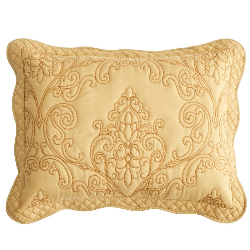 CHIXIN CHIXIN Microfiber King Pillow Shams Set of 2 - Decorative Quilted Pillow Covers - Honey-Gold - Size (20"" x 36"")  - Image 1