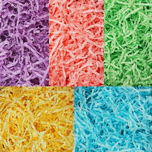 Uptotop 5oz 5 Colors Crinkle Cut Paper Shred Filler for Gift Wrapping, Gift Basket Filling, Perfect for Birthday, Christmas, Thanksgiving, Halloween, Easter, Valentine's Day, Mother's Day, Father's Day, Wedding & Holiday Decor - Image 1