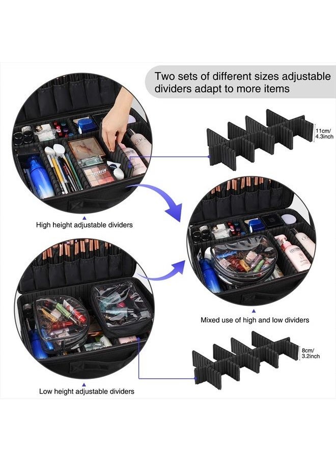 Relavel Extra Large Makeup Case Travel Makeup Train Case Professional Makeup Artist Bag Portable Nail Organizer Box Art Supply Case with Adjustable Dividers/Attach to Trolley/Shoulder Strap (Black)  - Image 4