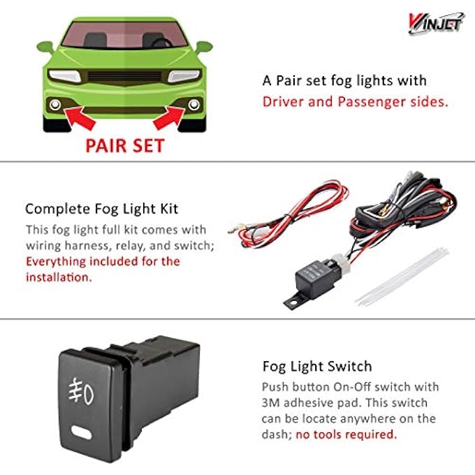 Winjet طقم أسلاك مفاتيح مصابيح الضباب للقيادة متوافق مع تويوتا يارس 2018-2019 - Image 4