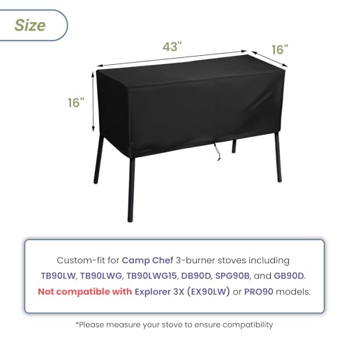 FCOUIID Patio Cover for Camp Chef 3 Burner Stoves Outdoor Grill Stove Protector Fits TB90LW TB90LWG TB90LWG15 DB90D SPG90B PRO90 43 L x 16 W x 16 H For 3 Burner - Image 3