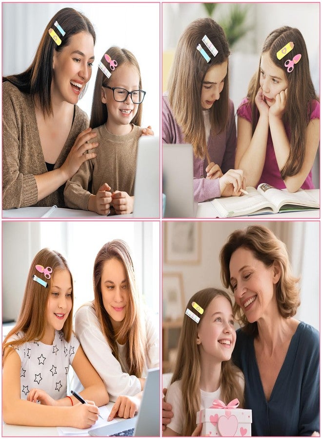 PLwelth 4Pcs Teacher Hair Clips Funny Pencil Ruler Scissors Painting Brush Hairpins for Teachers Students Cute Study Hair Barrette Back To School Hair Accessories Fashion Teacher Appreciation Gift - Image 3
