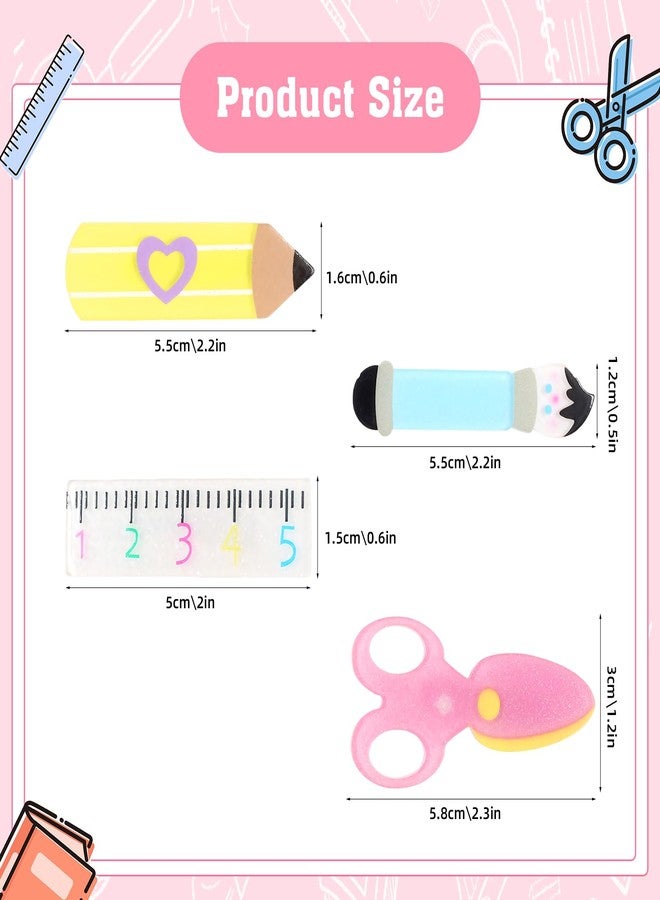 PLwelth 4Pcs Teacher Hair Clips Funny Pencil Ruler Scissors Painting Brush Hairpins for Teachers Students Cute Study Hair Barrette Back To School Hair Accessories Fashion Teacher Appreciation Gift - Image 4
