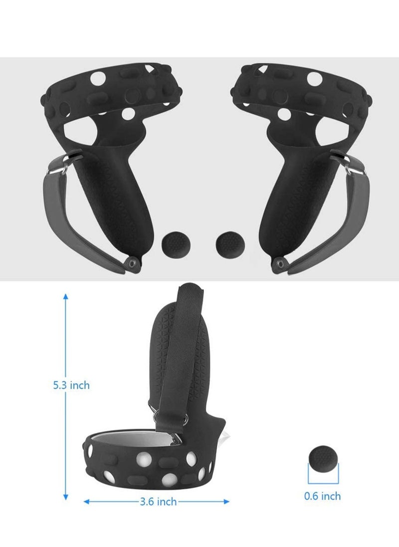 Y&D - Touch Controller Grip Cover Compatible with Meta Oculus Quest 2 Full Coverage Anti-Throw Handle Protecting Sleeve Accessories Adjustable Knuckle Strap (Black) - Image 1