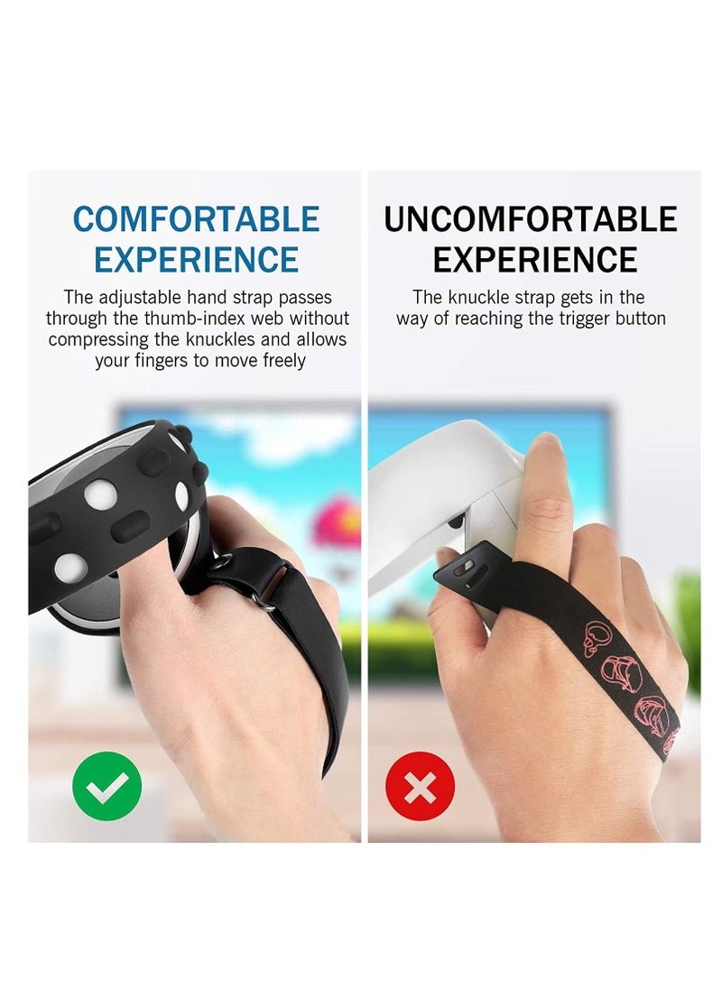 Y&D - Touch Controller Grip Cover Compatible with Meta Oculus Quest 2 Full Coverage Anti-Throw Handle Protecting Sleeve Accessories Adjustable Knuckle Strap (Black) - Image 1