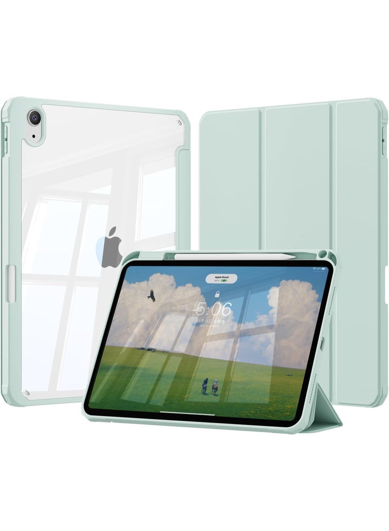 إيفو جراب لجهاز iPad Air 11 2025 (الجيل السابع) M3 مقاس 11 بوصة 2025، إطار TPU مقاوم للصدمات وغطاء خلفي شفاف من البولي كربونات غير لامع، جراب واقٍ مع حامل قلم - أخضر ماتشا، بولي كربونات - Image 1