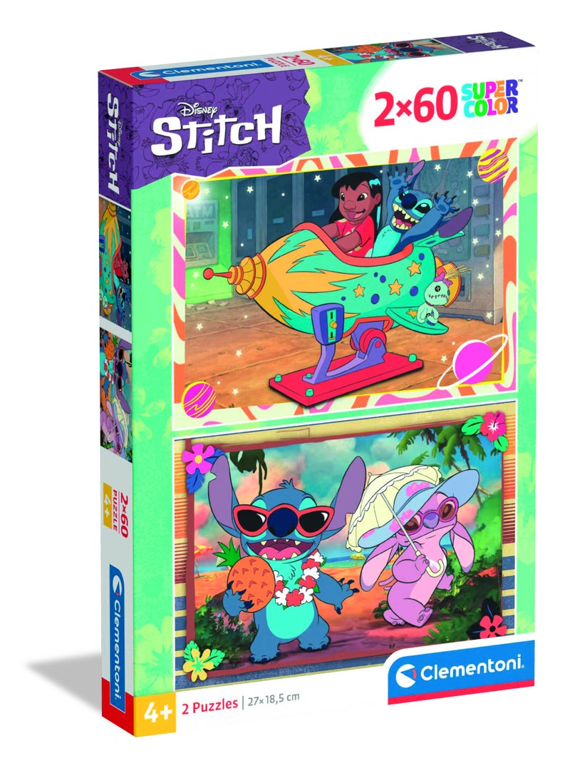 Clementoni Puzzle Stitch Playful 2x60-Pieces | Jigsaw Puzzle | Children's Puzzle | Preschool Learning Toys | Develops Problem Solving Skills | Made in Italy - Image 1