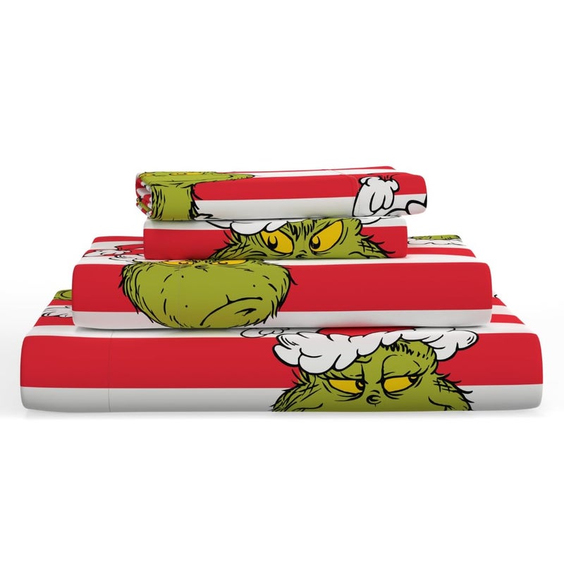Franco Grinch by Dr Seuss Holiday Christmas Bedding Super Soft 100 Cotton Flannel Sheet Set Queen Officially Licensed Product By Franco - Image 2