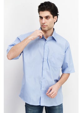 Forsyth Men Regular Fit Solid Short Sleeve Dress Shirts, Sky Blue  - Image 1