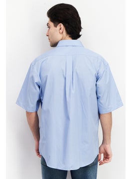 Forsyth Men Regular Fit Solid Short Sleeve Dress Shirts, Sky Blue  - Image 2