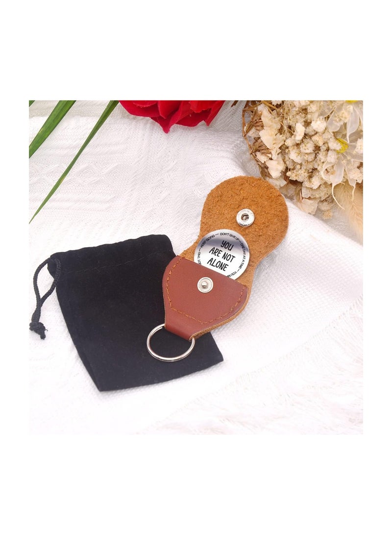 SYOSI Inspirational Pocket Hug Token Gift Long Distance Relationship Keepsake Stainless Steel Double Sided Pocket Hug Token Gift with PU Leather Keychain for Friend Boyfriend Girlfriend Daughter Son - Image 2