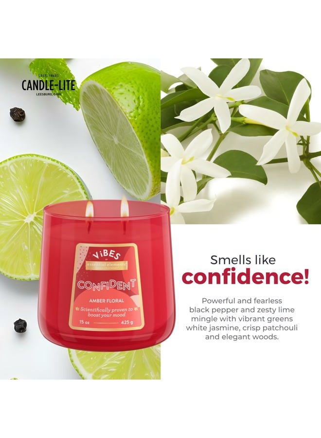Essential Elements Vibes by Candle-lite Aromatherapy Scented Candle, 15 oz Two-Wick, Relaxing Fragrance, Ideal for Home Décor & Gift, Confident (Individual Box) - Image 4