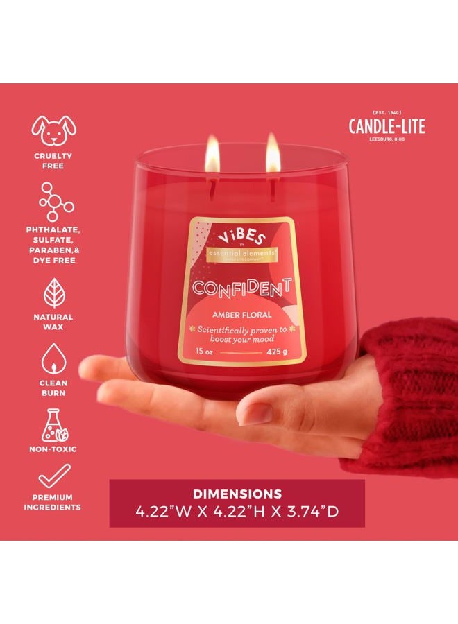 Essential Elements Vibes by Candle-lite Aromatherapy Scented Candle, 15 oz Two-Wick, Relaxing Fragrance, Ideal for Home Décor & Gift, Confident (Individual Box) - Image 3