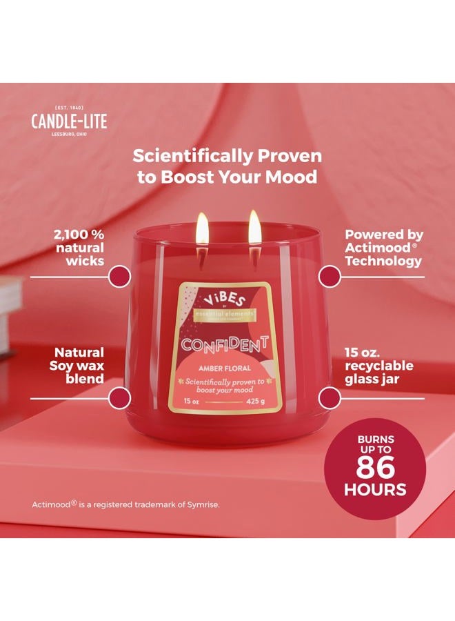 Essential Elements Vibes by Candle-lite Aromatherapy Scented Candle, 15 oz Two-Wick, Relaxing Fragrance, Ideal for Home Décor & Gift, Confident (Individual Box) - Image 2