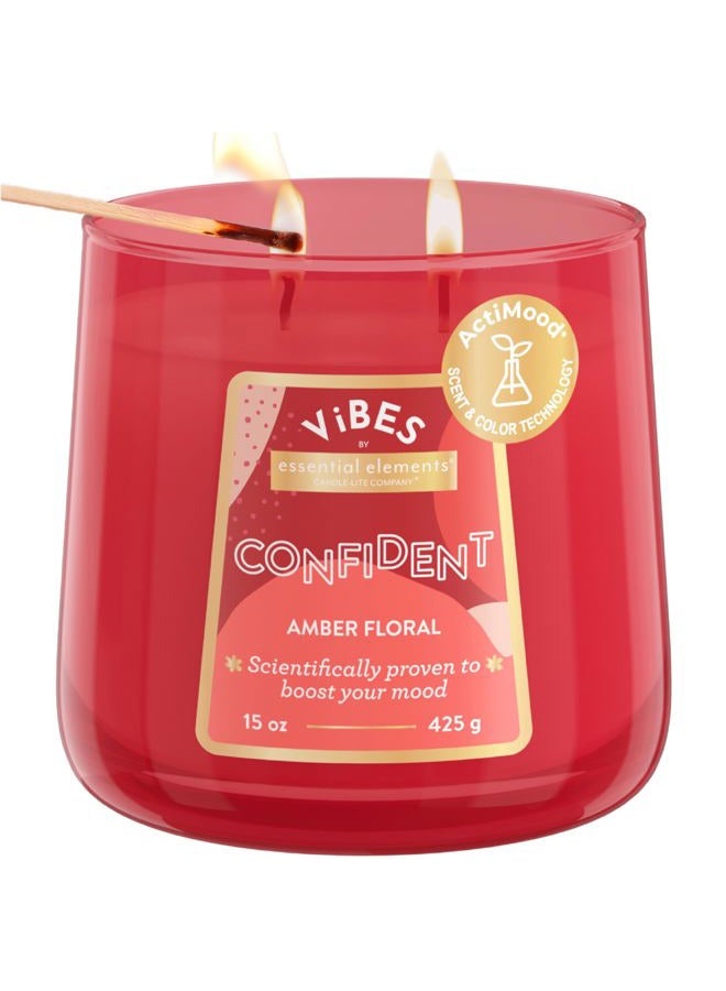 Essential Elements Vibes by Candle-lite Aromatherapy Scented Candle, 15 oz Two-Wick, Relaxing Fragrance, Ideal for Home Décor & Gift, Confident (Individual Box) - Image 1