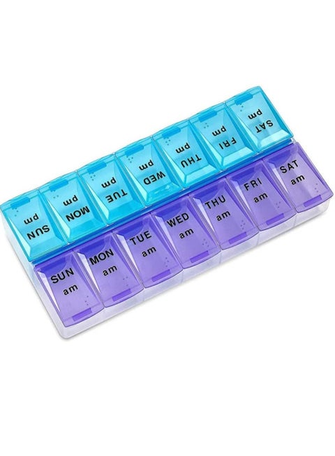 7 Days Weekly Pill Case 14 Grids AM PM Large Capacity Organizer Box Containers Plastic Dispenser Household for Outdoor