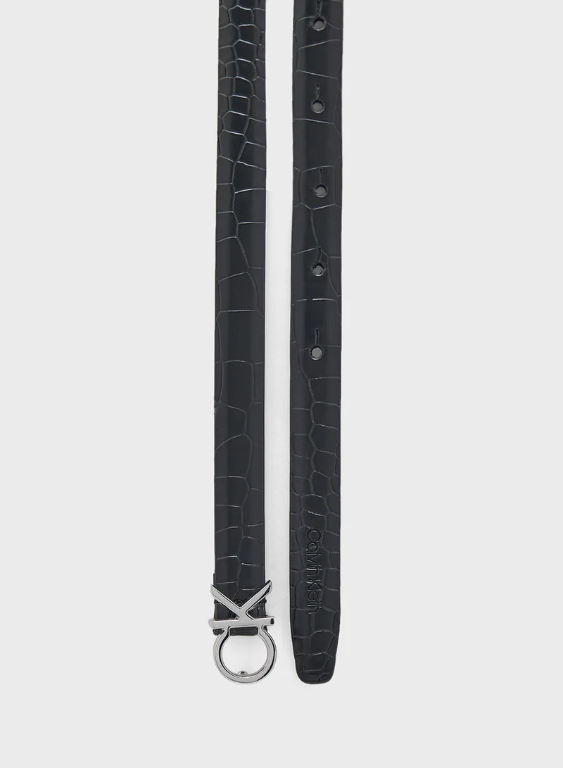 CALVIN KLEIN Logo Detailed Allocated Hole Buckle Belt