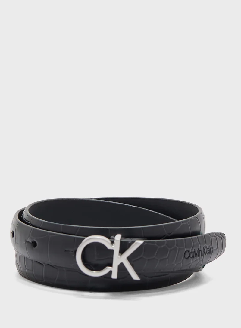 CALVIN KLEIN Logo Detailed Allocated Hole Buckle Belt
