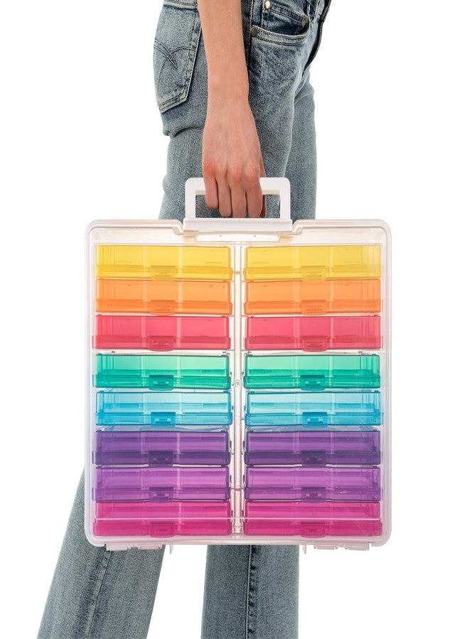 CraftGenes Photo Storage Box, Colorful 16 inner 4''×6'' Plastic Storage Containers with Handle for Photos, Pictures, Craft, Sewing Supplies, Card Organizer&Sticker Storage - Image 1