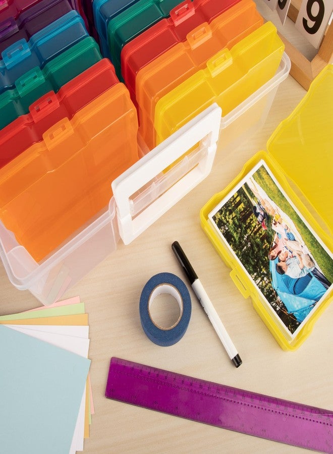 CraftGenes Photo Storage Box, Colorful 16 inner 4''×6'' Plastic Storage Containers with Handle for Photos, Pictures, Craft, Sewing Supplies, Card Organizer&Sticker Storage - Image 2