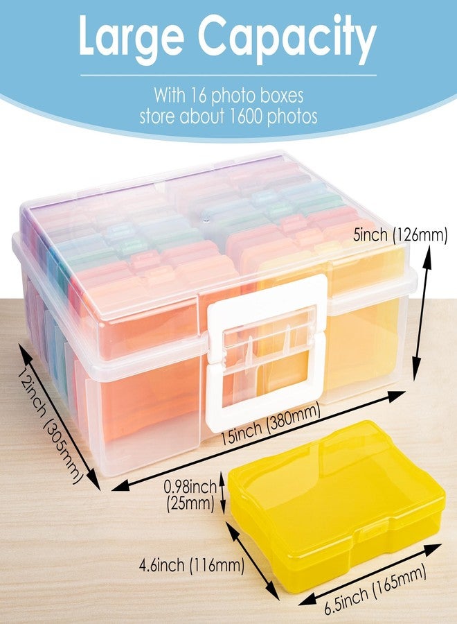 CraftGenes Photo Storage Box, Colorful 16 inner 4''×6'' Plastic Storage Containers with Handle for Photos, Pictures, Craft, Sewing Supplies, Card Organizer&Sticker Storage - Image 4