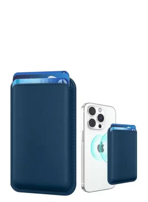 High Magnetic Card Holder MagSafe Compatible Leather Wallet, For iphone 14 13 12 Pro/Pro Max/Plus Safe Case Compatible, Magnetic Card Holder For iphone14/13/12 Series (Navy)