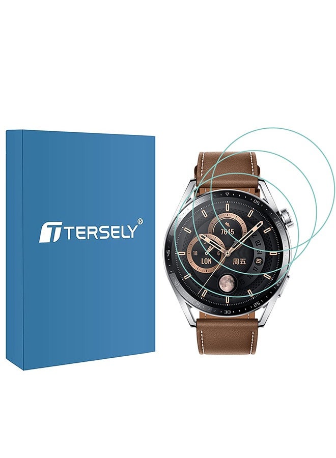Tersely [3 Pack] Screen Protector for HUAWEI Watch GT 3 GT3 46mm smartwatch [Not for Huawei GT 3 pro] Tempered Glass Anti-Scratch Bubble-Free Easy Installation - Image 1