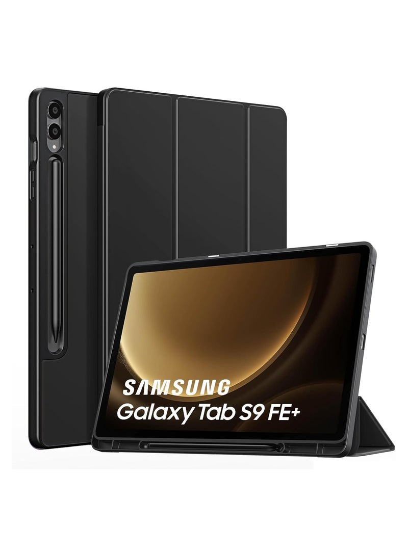 Case for Samsung Galaxy Tab S9 FE+ 2023 SM-X610N/SM-X616B, Slim Stand Protective Case with Pen Holder for Galaxy Tab S9 FE+ 12.4 Inches, Auto Sleep/Wake, Black