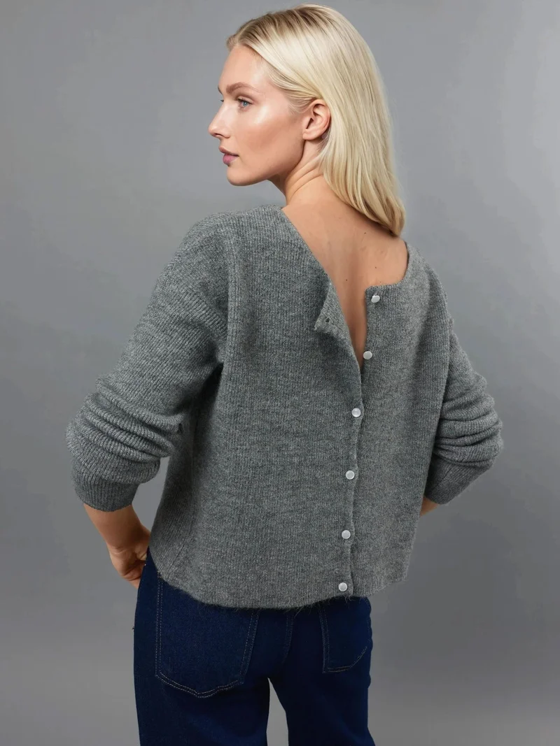 HICCUP Ultra Soft Crew Neck Buttoned Dual-use Cardigan