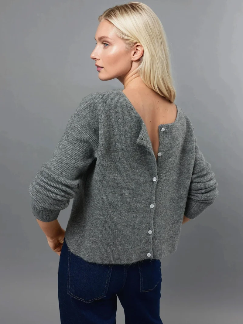 HICCUP Ultra Soft Crew Neck Buttoned Dual-use Cardigan