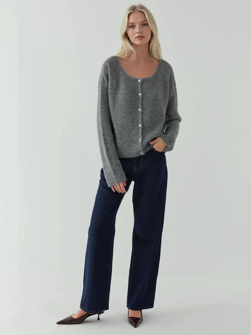 Hiccup Camel Brown Ultra Soft Crew Neck Buttoned Dual-use Cardigan for Women | Best Price UAE
