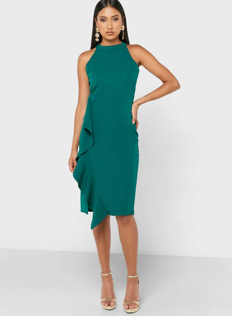 Ella Limited Edition Ruffle Halter Midi Dress