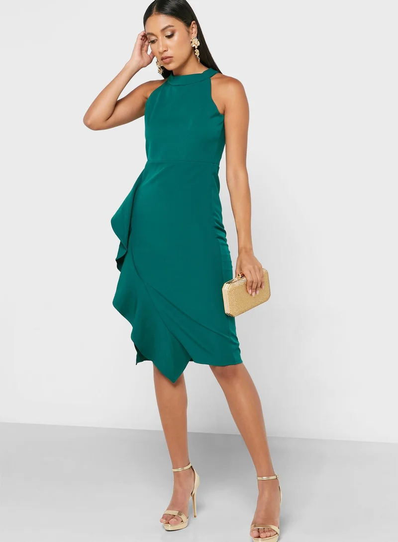 Ella Limited Edition Ruffle Halter Midi Dress