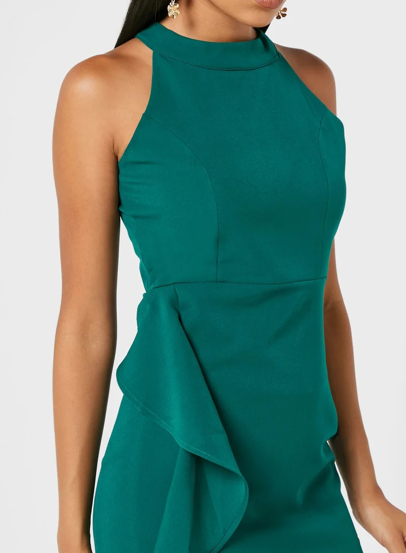 Ella Limited Edition Ruffle Halter Midi Dress