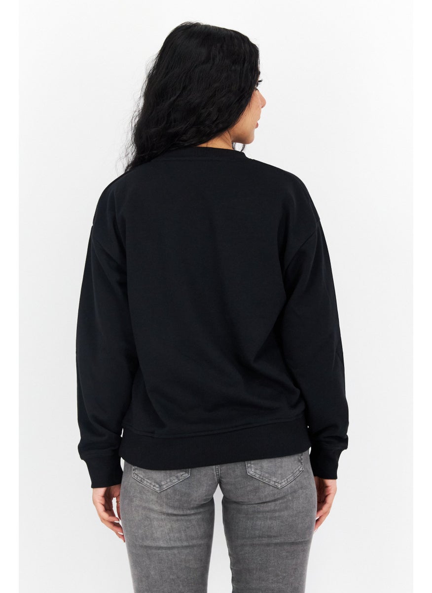 Marilyn Monroe - Women Crew Neck Printed Long Sleeve Sweatshirts, Black Combo - Image 1