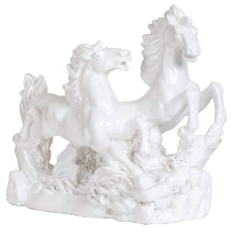 TREE MAISON CORONATING HOMES Vastu White Horse Statue Two Running Horses for Success Good Luck Feng Shui Positive Energy Decor Perfect for Business Growth Decorative Sculpture for Home - Image 1