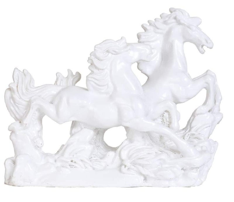 TREE MAISON CORONATING HOMES Vastu White Horse Statue Two Running Horses for Success Good Luck Feng Shui Positive Energy Decor Perfect for Business Growth Decorative Sculpture for Home - Image 2