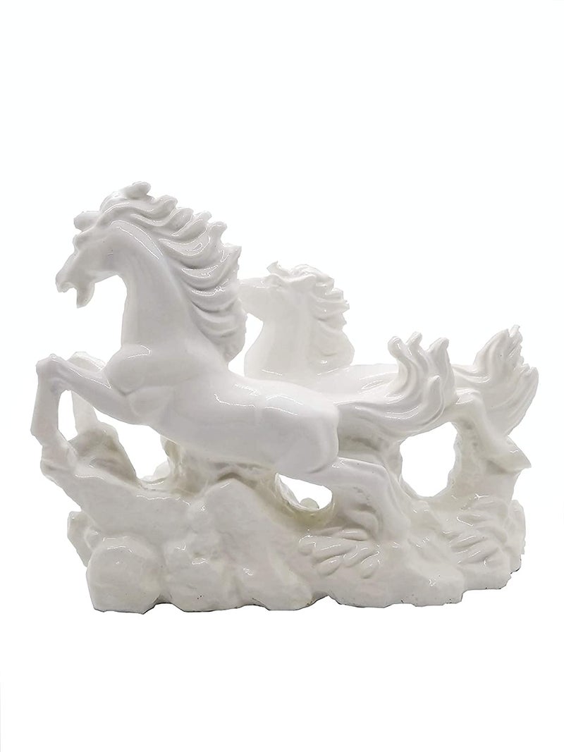 TREE MAISON CORONATING HOMES Vastu White Horse Statue Two Running Horses for Success Good Luck Feng Shui Positive Energy Decor Perfect for Business Growth Decorative Sculpture for Home - Image 4