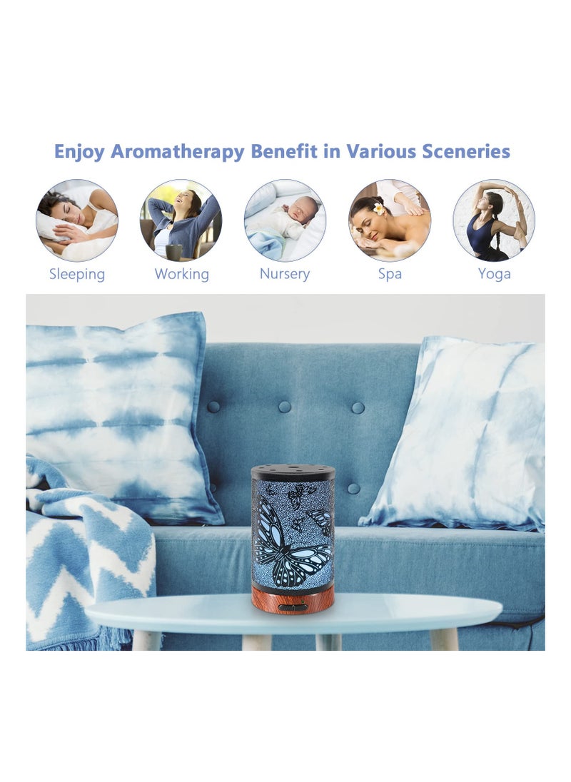 SYOSI - Metal Essential Oil Diffuser, 150ml Ultrasonic Aromatherapy Oil Diffuser Cool Mist Metal Diffuser Stylish Metal Essential Oil Diffuser with Waterless Auto Shut-Of for Bedroom ome, Office, Yoga - Image 1