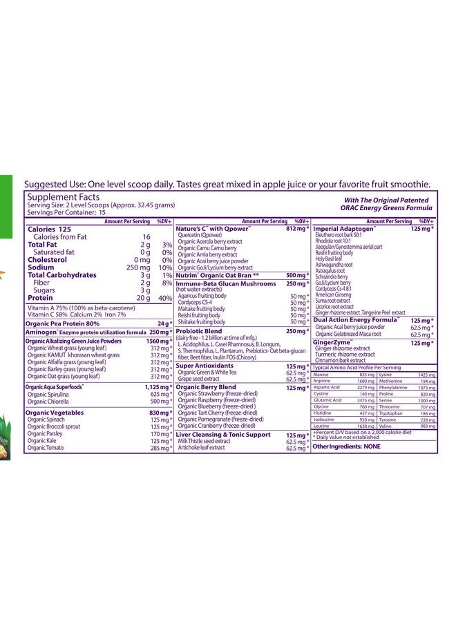 Paradise Herbs Organic Proteins & Greens Powder With Berries Veggies And Probiotics Keto Paleo Vegan 15 Servings 16 Oz - Image 4