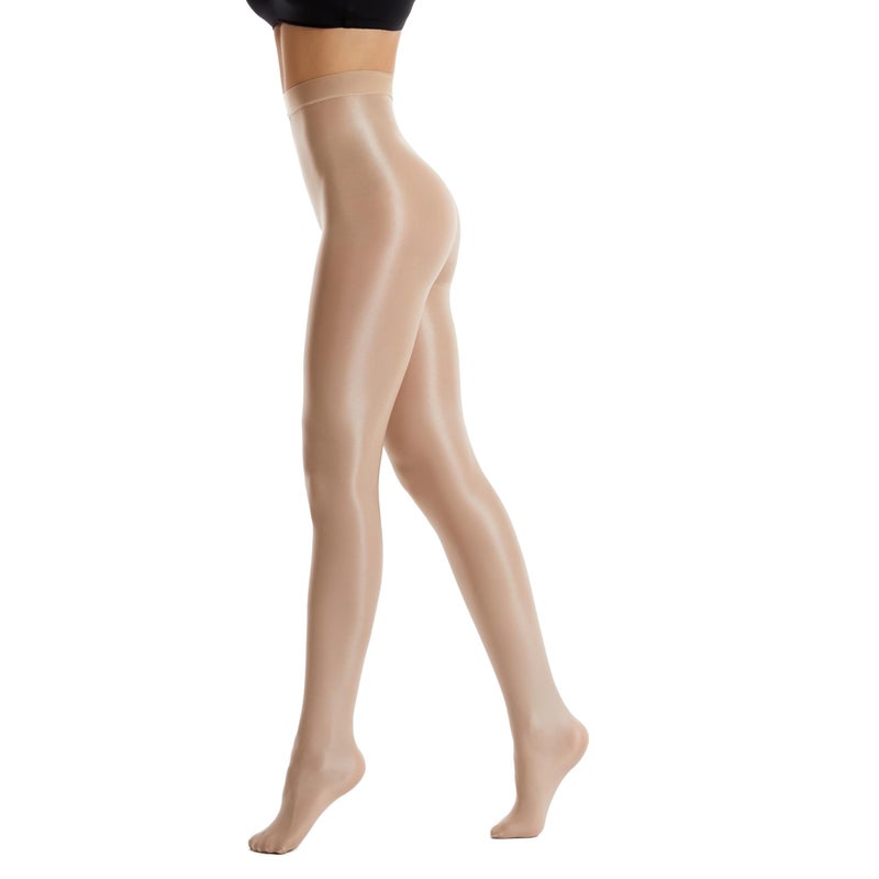 Frola Shaping Tights for Women - 70D Shimmery Pantyhose, Dance Tights for Ballet, Footed, Nude, Large-X-Large - Image 4