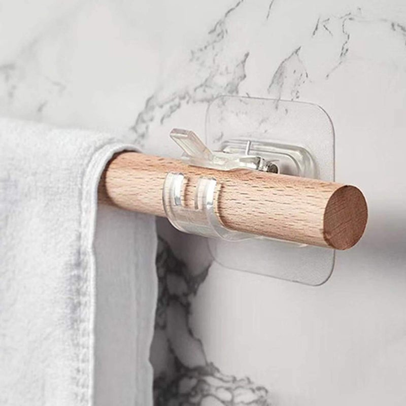 Tagve Tagve Self Adhesive Curtain Rod Bracket Transparent Command Curtain Rod Hooks Drapery Holders No Drill Fixing Rod Holder Curtain Pole Wall Brackets Towel Rod for Bathroom Kitchen Home Hotel Use 2  - Image 2