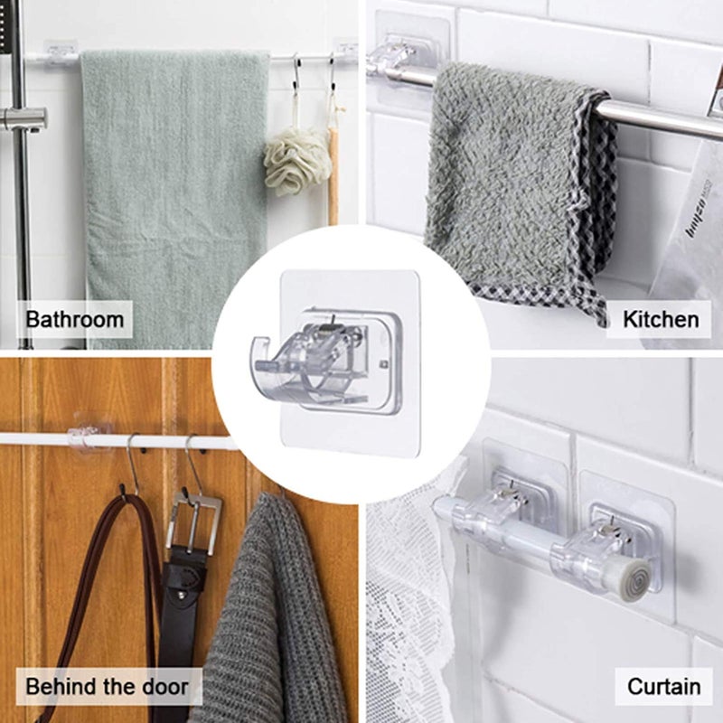Tagve Tagve Self Adhesive Curtain Rod Bracket Transparent Command Curtain Rod Hooks Drapery Holders No Drill Fixing Rod Holder Curtain Pole Wall Brackets Towel Rod for Bathroom Kitchen Home Hotel Use 2  - Image 4