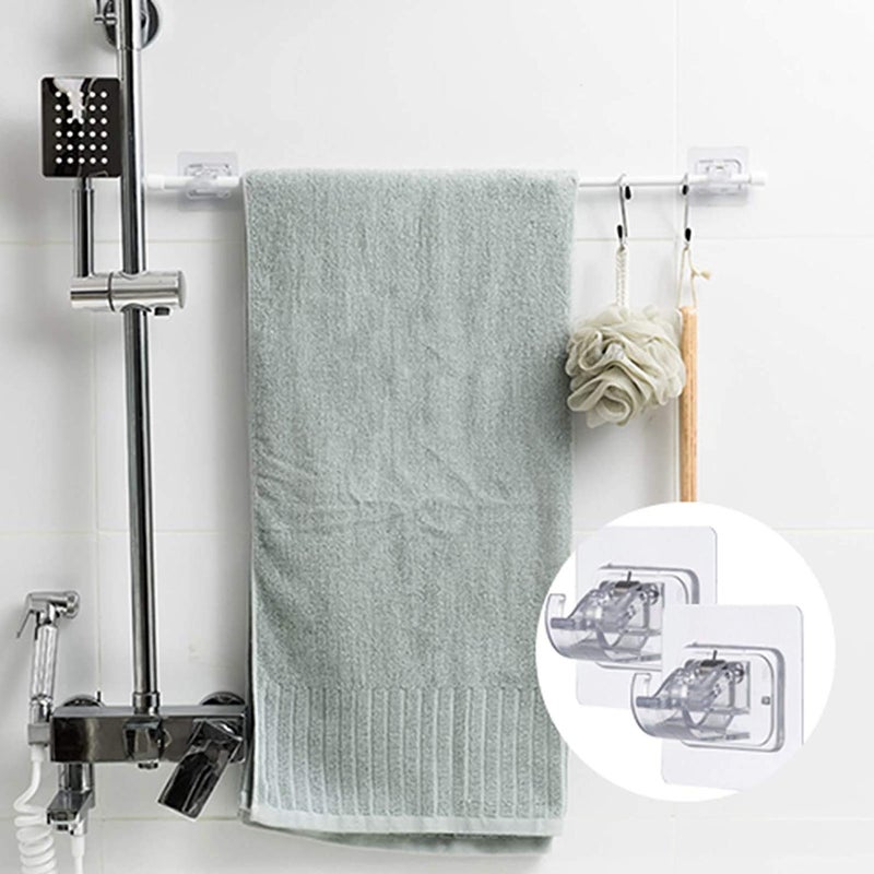 Tagve Tagve Self Adhesive Curtain Rod Bracket Transparent Command Curtain Rod Hooks Drapery Holders No Drill Fixing Rod Holder Curtain Pole Wall Brackets Towel Rod for Bathroom Kitchen Home Hotel Use 2  - Image 3