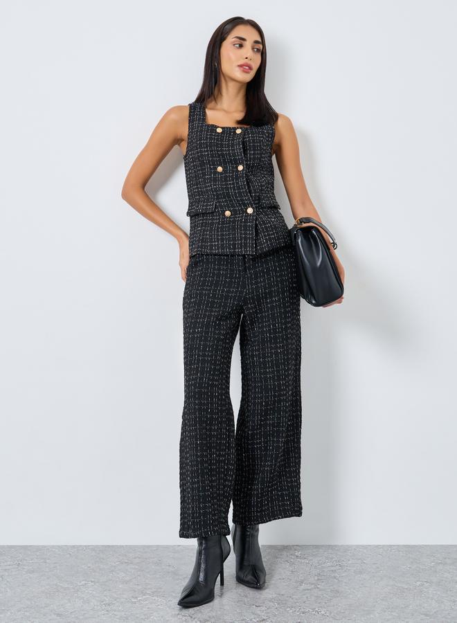 Styli Black Tweed Square Neck Waistcoat - Image 2